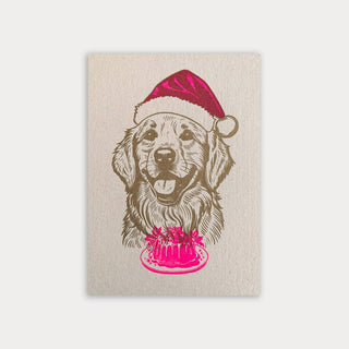 Postcard/Christmas/Dog with hat/Plant color