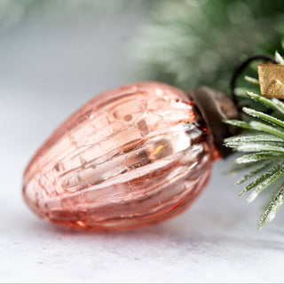Small Rose Quartz Crackle Glass Pinecones - set of 6