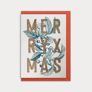 Folding card/Typo/Merry Xmas/natural paper