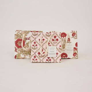 Small Block Printed Gift Bags - Winter Red
