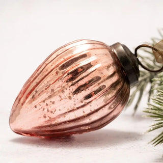 Large Ribbed Glass Pinecone Christmas Ornament