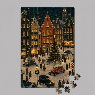 Snowy Christmas Town Square Mini 100 pieces Jigsaw Puzzle