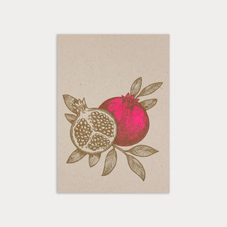 Postcard/Pomegranate Fruit/Vegetable Dye/Eco Paper