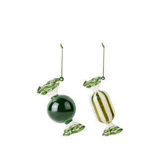 Handmade glass candy ornaments, set of 2