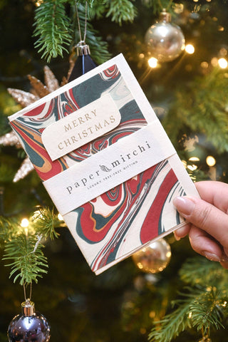 Hand Marbled Greeting Card - Free Spirit Festive Mix