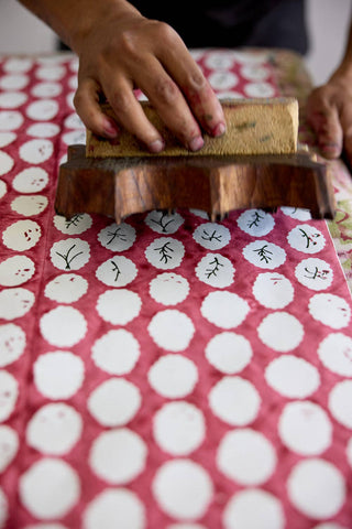 Scallop Tiles Christmas Pudding - Block Printed Wrapping Paper Sheets