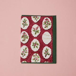 Scallop Tiles Christmas Pudding - Block Printed Greeting Card
