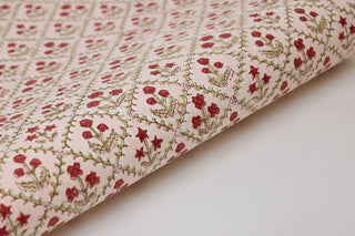 Floral Lattice Winter Red - Block Printed Wrapping Paper Sheets