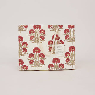Medium Block Printed Gift Bags - Winter Red