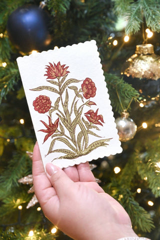 Kamal Scarlet - Block Printed Greeting Card