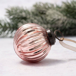 Medium Round Ribbed Glass Christmas Ornament