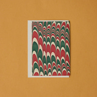 Scallops Jolly Die Cut Tree - Hand Marbled Greeting Card