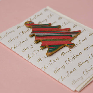 Tree Holiday Festive Merry Christmas - Keepsake Marble Ornament Greeting Card