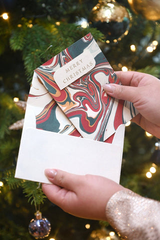 Hand Marbled Greeting Card - Free Spirit Festive Mix