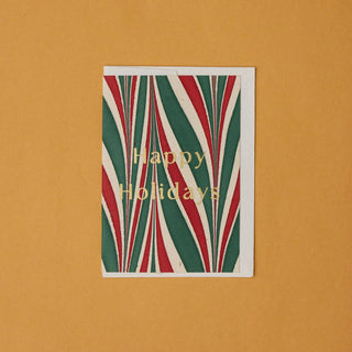 Candy Stripes Jolly Holidays - Hand Marbled Greeting Card