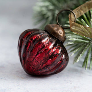 Small Wine Crackle Glass Lanterns - set of 6