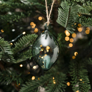 Moss Green Dewdrop Glass Bauble