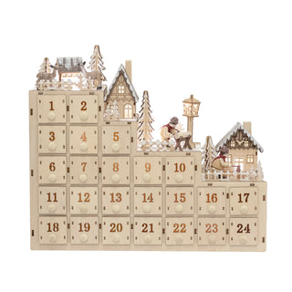 Wooden advent calendar with village