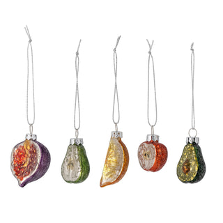 Finka set of 5 tree ornaments, Red, Glass