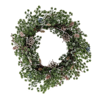 Glitter cedar wreath with cones