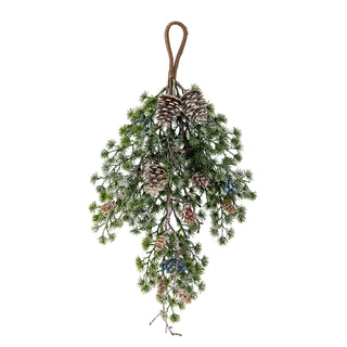 Glitter cedar hanging deco with cones