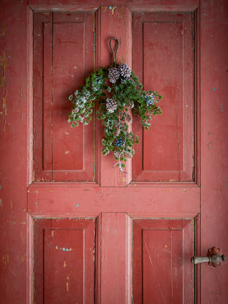 Glitter cedar hanging deco with cones