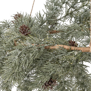 Ceiling cedar hanging wreath with cones