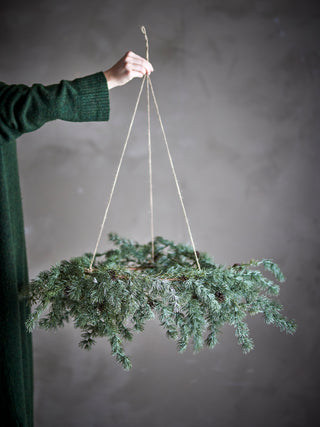 Ceiling cedar hanging wreath with cones