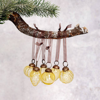 Small Mixed Design Gold Luster Glass Baubles - set of 6
