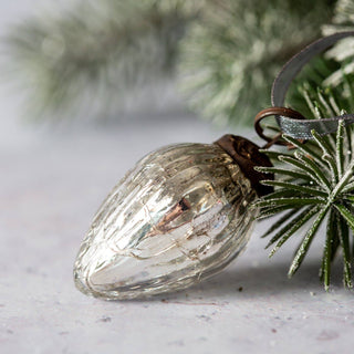 Small Silver Crackle Glass Pinecones - set of 6