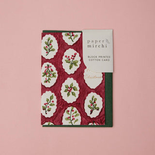 Scallop Tiles Christmas Pudding - Block Printed Greeting Card