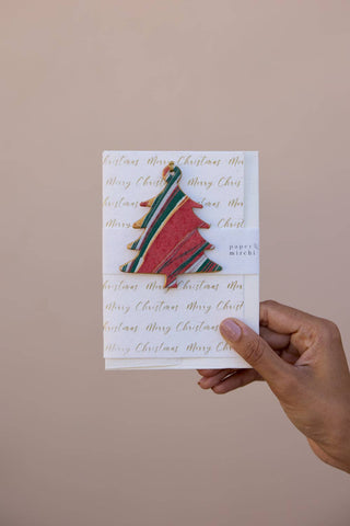 Tree Holiday Festive Merry Christmas - Keepsake Marble Ornament Greeting Card