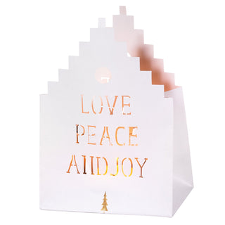 Christmas wishes card with envelope. Love, peace and joy.