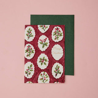 Scallop Tiles Christmas Pudding - Block Printed Greeting Card