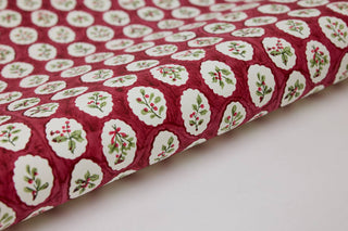 Scallop Tiles Christmas Pudding - Block Printed Wrapping Paper Sheets