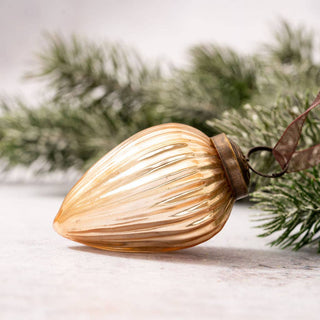 Medium Ribbed Glass Pinecone Christmas Ornament