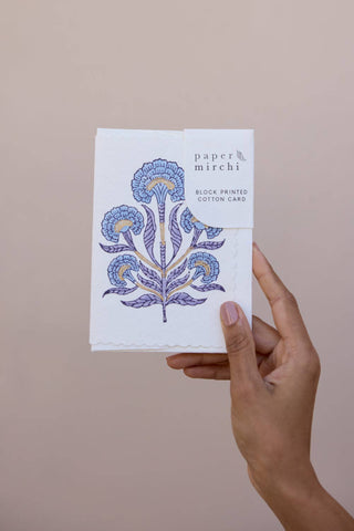 Poppy Lavender - Block Printed Greeting Card