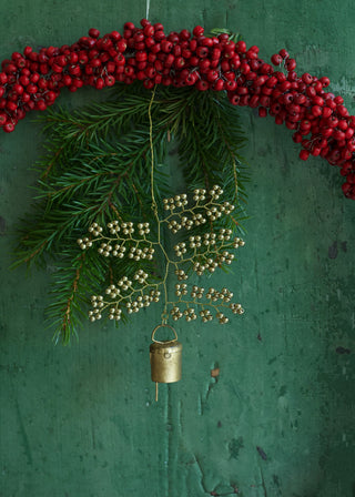 Gold Beaded Bell Ornament
