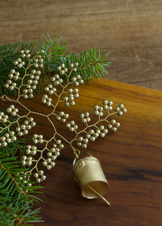 Gold Beaded Bell Ornament