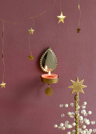 Drop Shaped Mirror Candle Holder