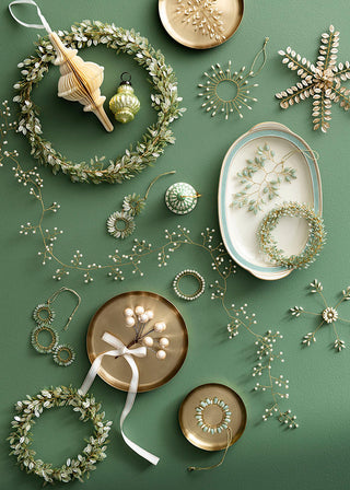 Pale Green Beaded Wreath Ornament