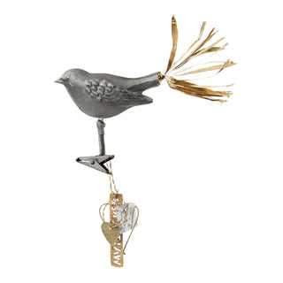 Bird with tail, brass and zinc ornament