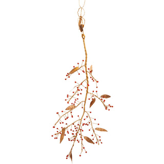 Walther & co brass & red berry branch - 38 cm