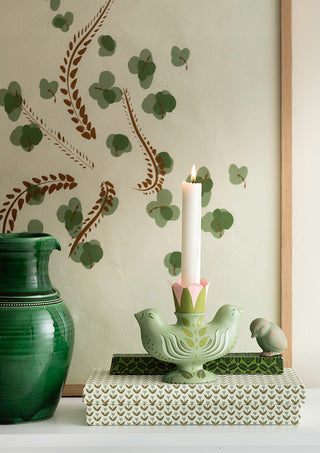 Green Twin Birds Candle Holder