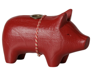 Maileg Small Red Wooden Pig Candle Holder