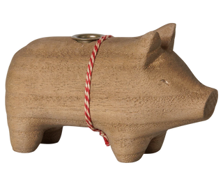 Maileg Small Natural Wooden Pig Candle Holder