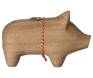 Maileg Small Natural Wooden Pig Candle Holder