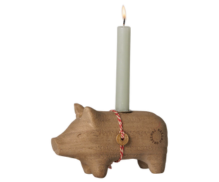 Maileg Small Natural Wooden Pig Candle Holder