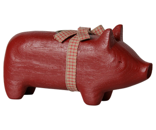 Maileg Medium Red Wooden Pig Candle Holder