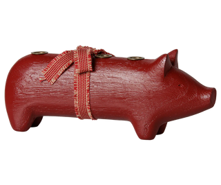 Maileg Medium Advent Red Wooden Pig Candle Holder